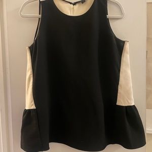 Ann Taylor White/Black Peplum Sleeveless Blouse, M